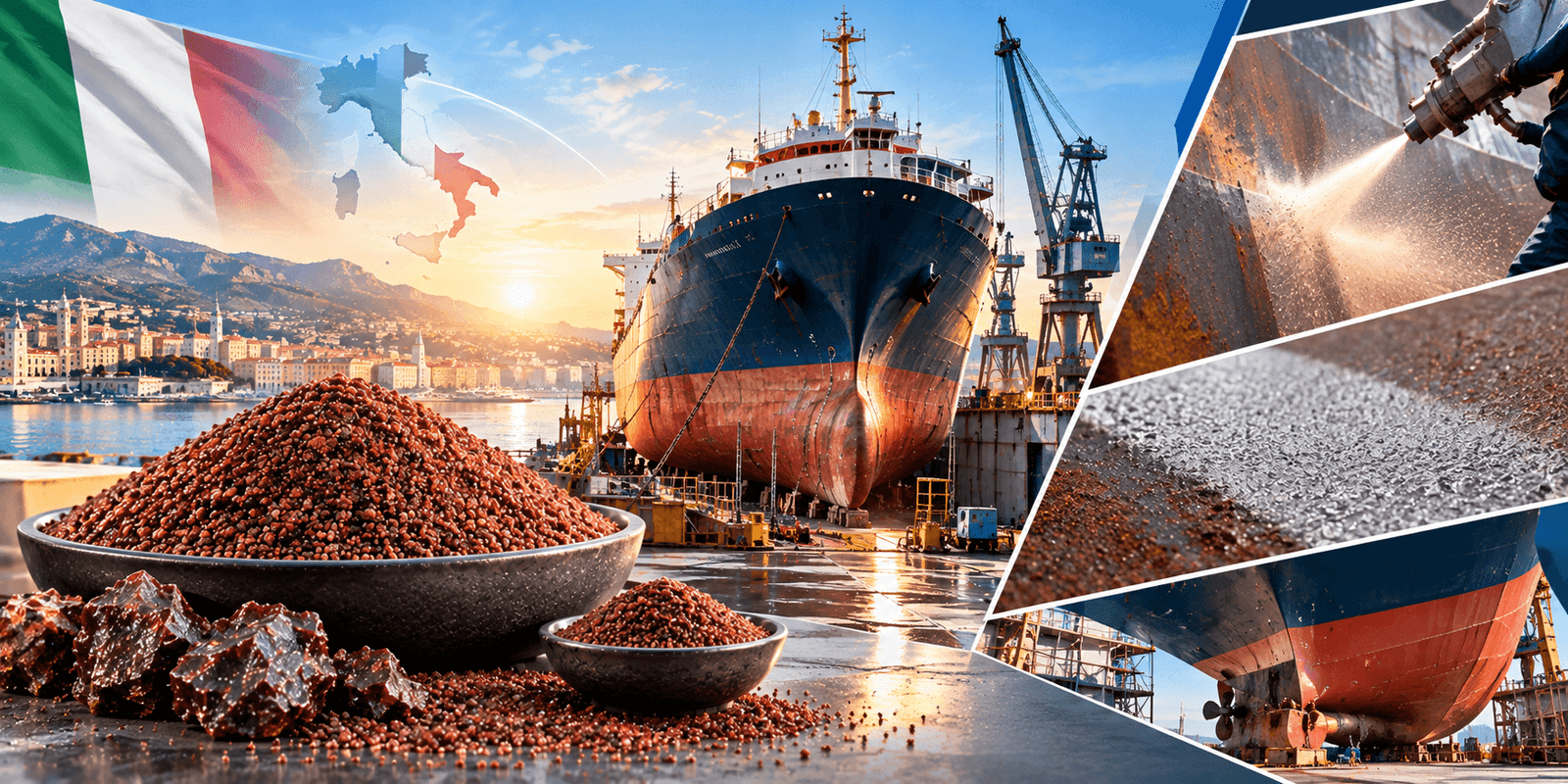 Garnet Abrasive for Shipbuilding & Ship Repair Italy