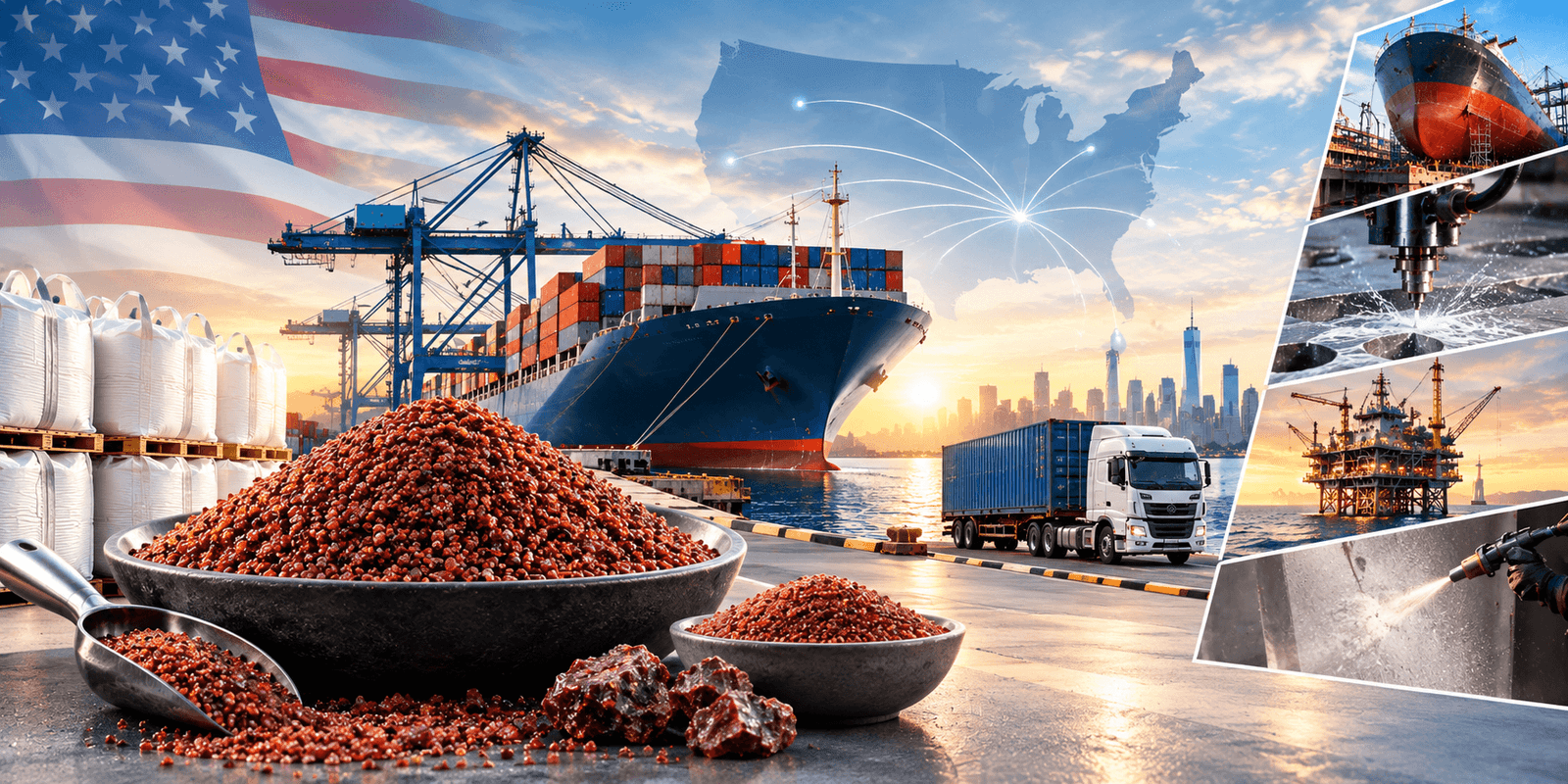 Bulk Garnet Abrasive Exporter USA Competitive Pricing