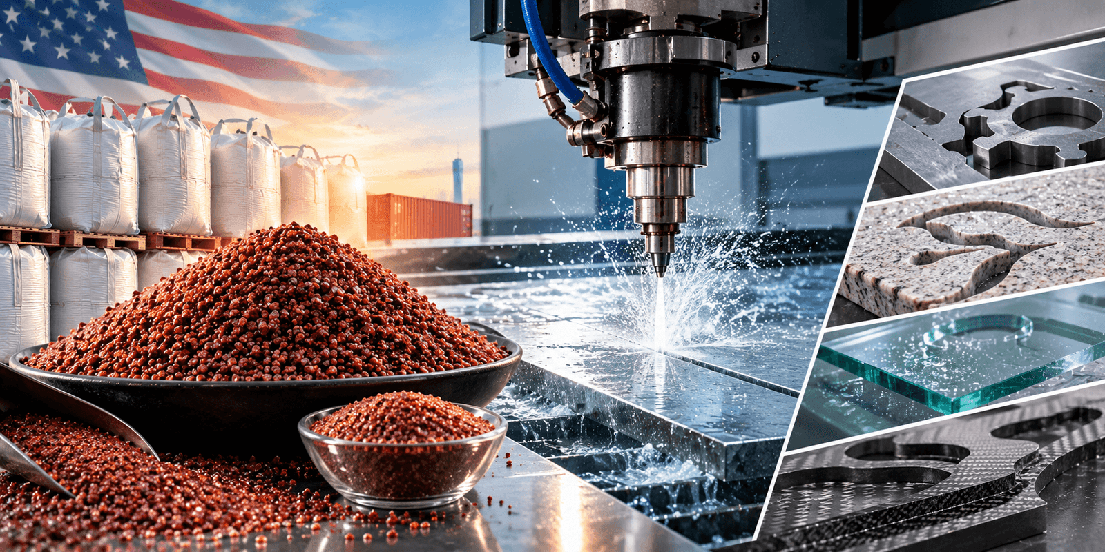 Garnet Abrasive for Waterjet Cutting Machines USA